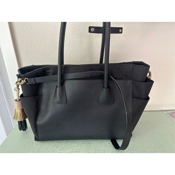 Henri Bendel West 57th Baby Diaper Bag Black Tote Purse - Picture 3 of 6